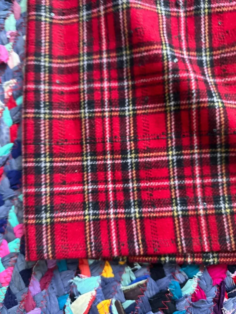 Talbots Red Tartan Plaid Skirt W/ Sequins Womens Size 14 Academia Holiday Preppy